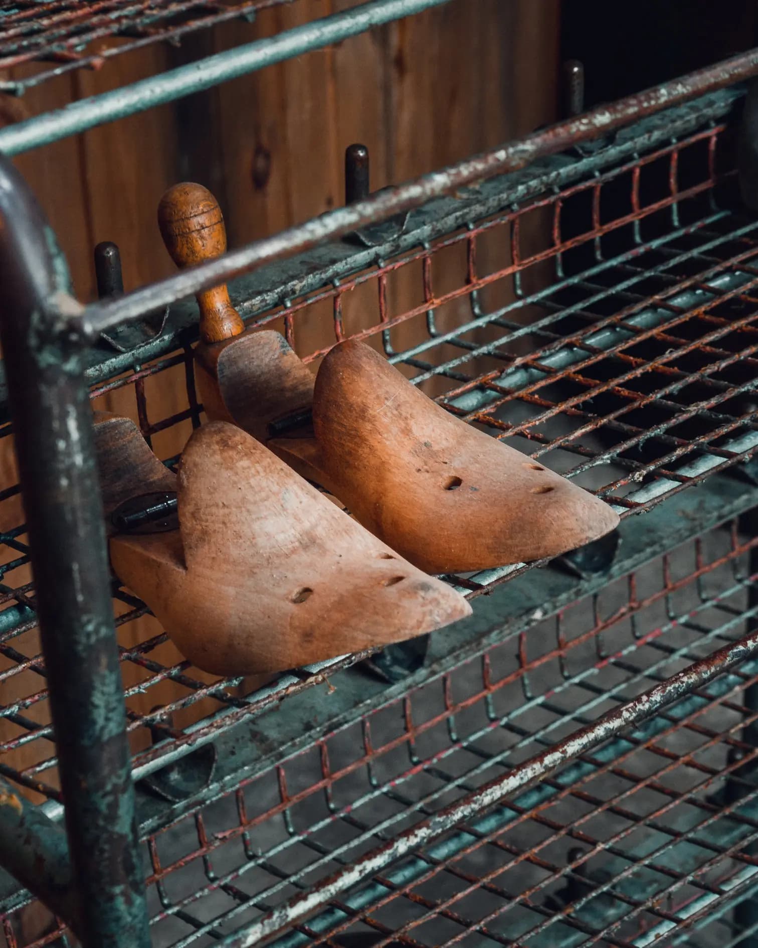 Old shoe rack close up